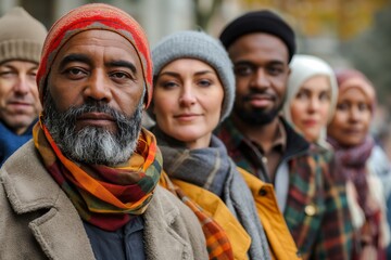 Fototapeta premium Multigenerational and multicultural group portrait, representing diversity, community, and the rich tapestry of human connection