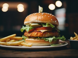 hamburger and fries.Generative with AI