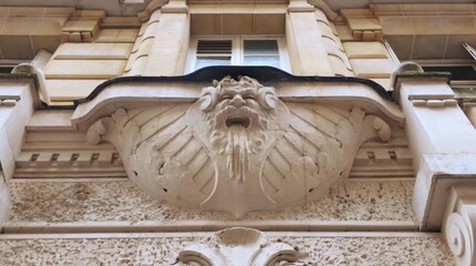 Detail of decoration of an old historical building in the center of Paris.