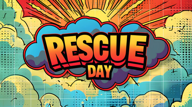 Rescue, "RESCUE DAY" in text word t-shirt design. Generative Ai