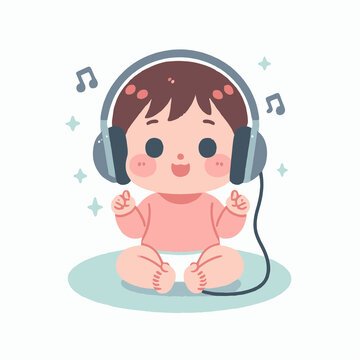 baby child with headphones