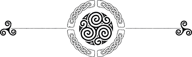 Grunge Celtic Header with Round Knot, Celt Triskele, Triskelion - obrazy, fototapety, plakaty