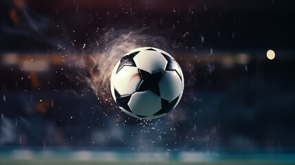 Fototapeta premium Flight of a soccer ball. close-up