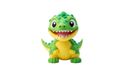 Obraz premium Green dinosaur toy cutout. Isolated toy dinosaur on transparent background