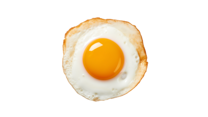 Fried egg cutout. Realistic fried egg top view on transparent background