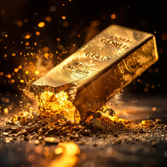 A fractured gold bar reforming into a perfect shape symbolizing the enduring value and malleability of gold