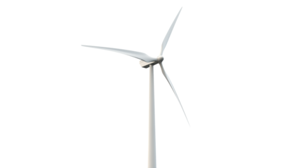 Windmill cutout. Isolated wind turbine on transparent background