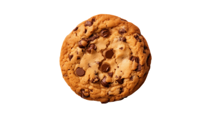 Chocolate cookie cutout. Tasty cookie with chocolate on transparent background