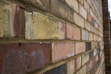 Modern new British clay brick wall in London- UK