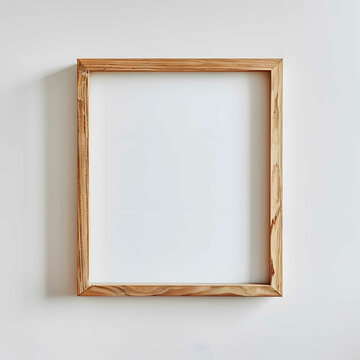 Wooden vertical picture frame white wall