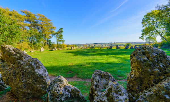 Rollright Stones, Neolithic stone circle, in the Cotswolds