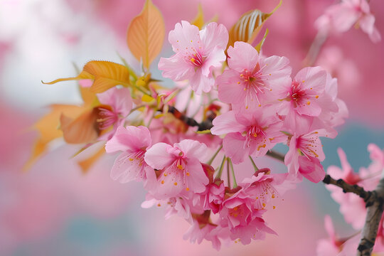 Close-Up von Kirschblüten im Frühling, erstellt mit generativer KI