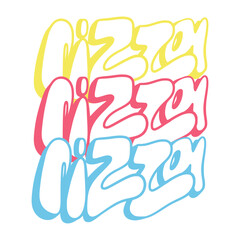 Graffiti art pizza, full isolated, vector, transparent