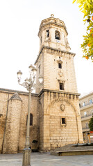 Fototapeta na wymiar Vertical photograph of the minor basilica of the Sacred Parish Church of San Ildefonso in Jaén.Jaen interior paradise.Places to visit in Jaen capital.