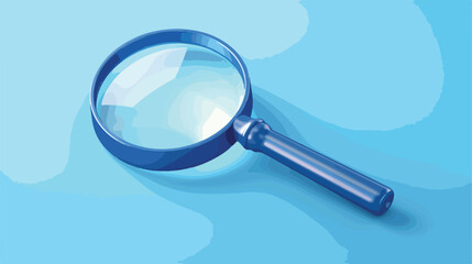3d blue magnifying glass icon isolated on gray background