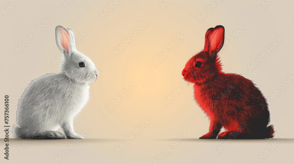 Poster This silhouette rabbit is on a transparent background with a shadow of a bunny on it. Modern illustration of a realistic rodent shadow at a realistic rodent start.