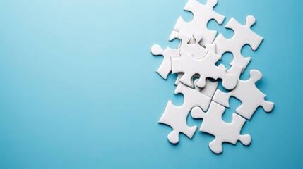 Symbol for business strategy, success, jigsaw games. Concept of innovation, connection, challenge, and joining forces. Isolated on a grey background.