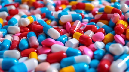 Fototapeta na wymiar A colorful pile of medicine pills.