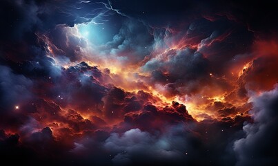 Colorful Sky With Clouds and Stars - obrazy, fototapety, plakaty