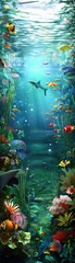 Obraz na płótnie Canvas A serene lake with vibrant underwater marine life
