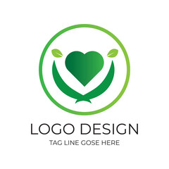 Green leaf organics eco logo transparent background