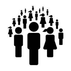 People icon vector male and female group of persons symbol in glyph pictogram illustration