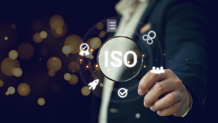 ISO standards quality control, assurance and warranty business technology concept. Touching on...