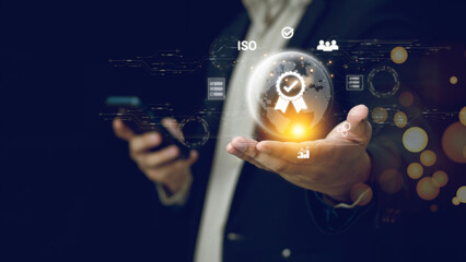 ISO standards quality control assurance warranty business technology concept. Quality Excellence...