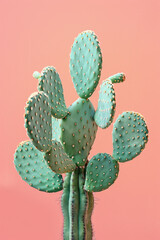 Cactus isolated on pastel pink background, generative ai