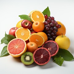 A fruit salad with a variety of fruits including apples, oranges, grapes