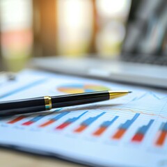 Fototapeta premium a pen on financial graph chart paper