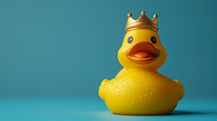 A yellow rubber duck with a crown on its head - 757370721