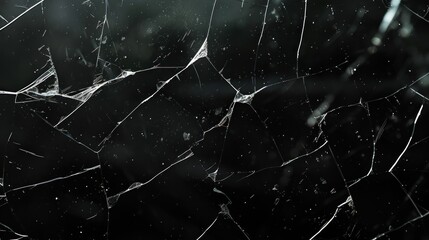 background of cracked glass on black background