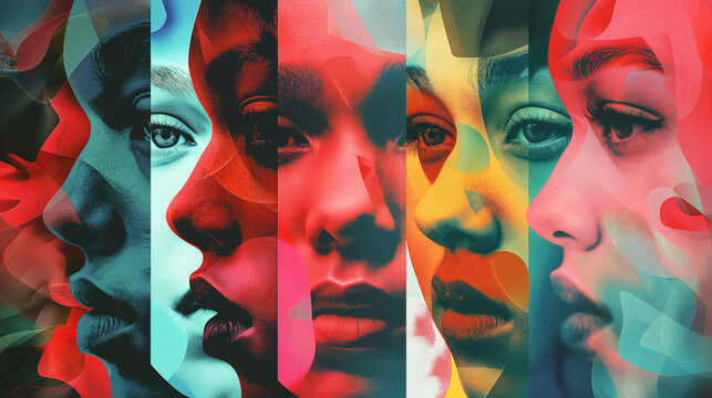 Multilayered Portraits of a Young Woman, Warm and Cool Tones