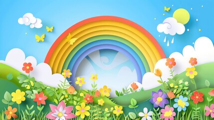 Rainbow and Flowers