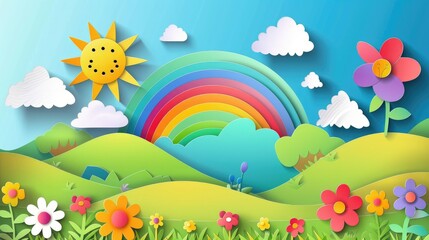 Rainbow and Flowers