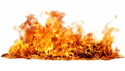 Primer plano de una hoguera encendida.
Llamas y fuego aislados sobre fondo transparente.