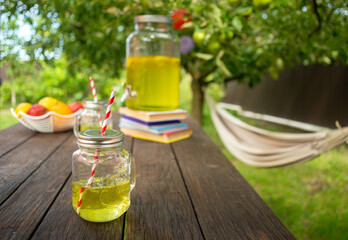 Lemon Water, for a wooden table, Drink station for an outdoor party