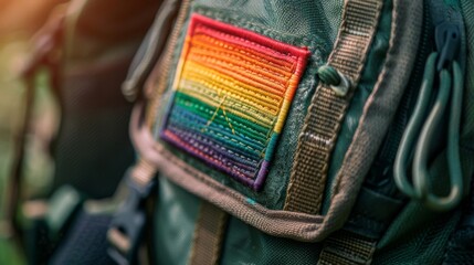 Exploring the Symbolism of a Rainbow Flag Patch on a Backpack - obrazy, fototapety, plakaty