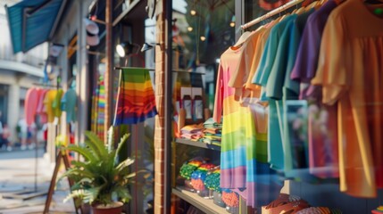 Colorful Fashion Choices Displayed in a Vibrant Boutique Window