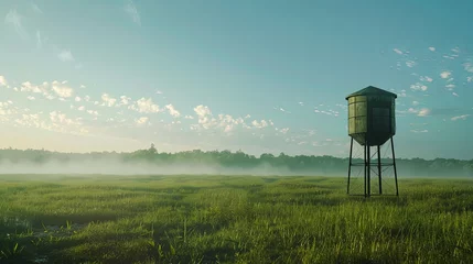 Foto op Aluminium Water tank in green agriculture field © Barosanu