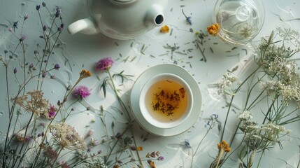 Tea, Flowers, and Botanical Background