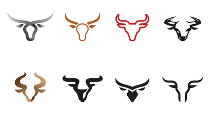 creative buffalo cow ox bull head collection vector design inspiration	