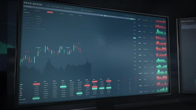 Studying the digital report of the companies stock profit in the web trading app. Monitoring the price change in the trade profit report. Looking at the volatile share trade profit report. Finance.