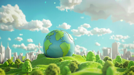Naklejka premium Create a 3D animator backdrop background for Earth Day highlighting a unique perspective on the world and nature