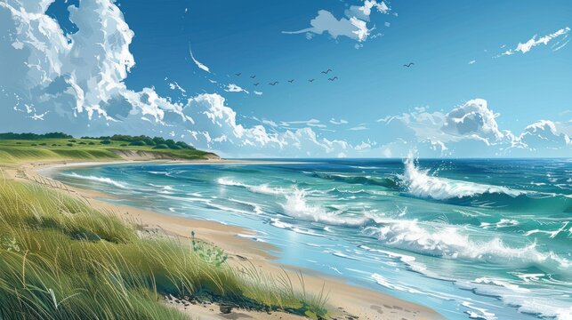 Sea Shore Delight Illustrated in Wallpaper