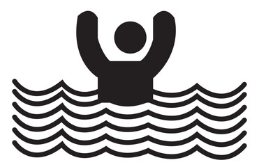 Deep water sign - Beware sign - Triangle Yellow Sign - international water safety warning sign, Water Hazard Signs eps 10 file