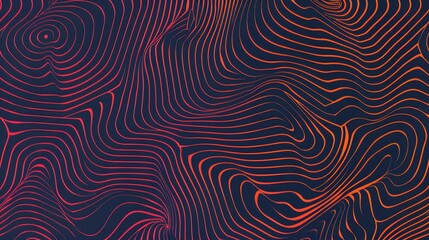 contour topographic wave lines background, abstract red pattern texture on dark surface
