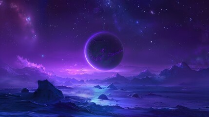 Fototapeta na wymiar Purple and Blue Galactic Landscape