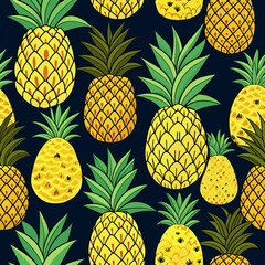 Tropical Tapestry: A Repetitive Pattern of Pineapples in Earthy Tones